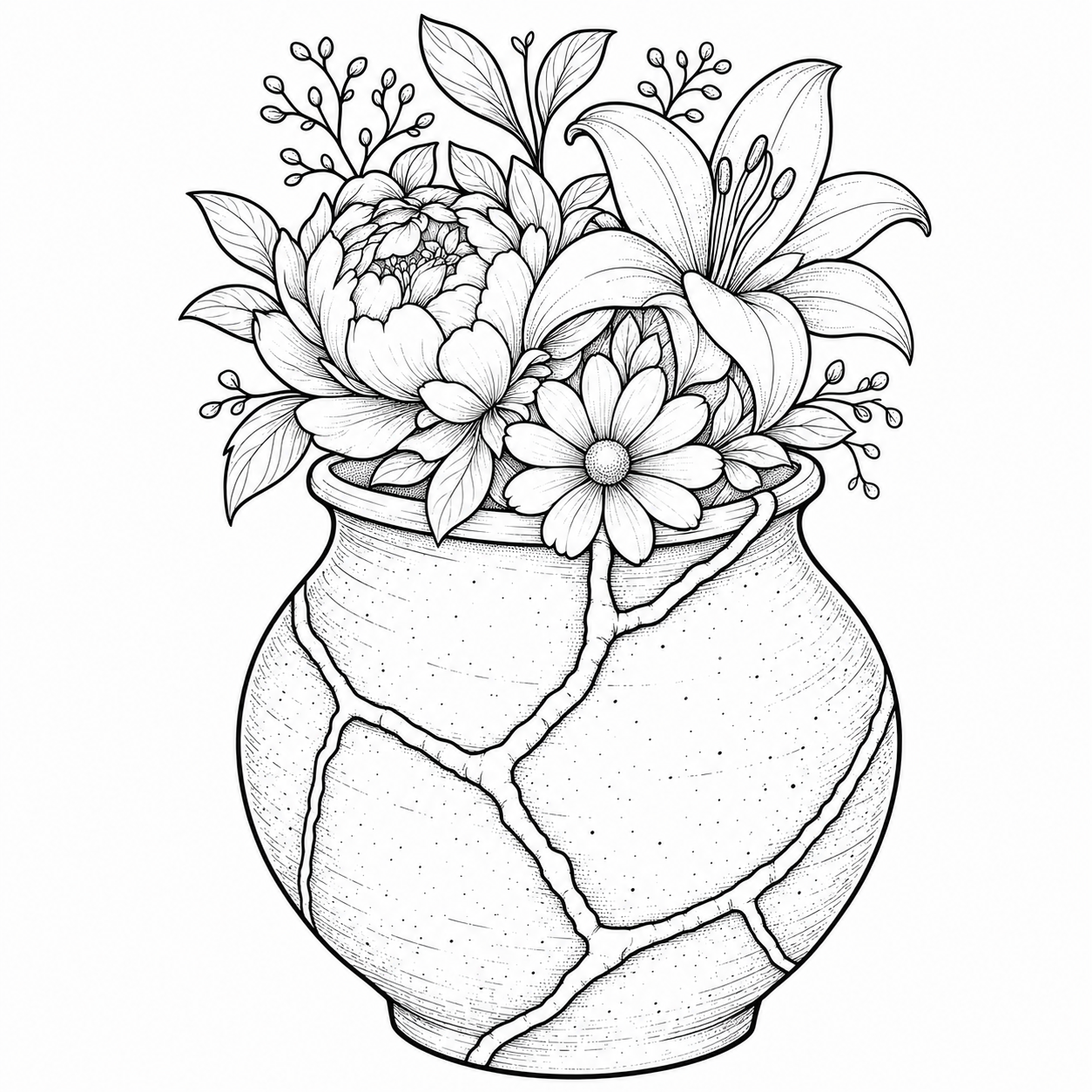 Clean flattened floral stencil
